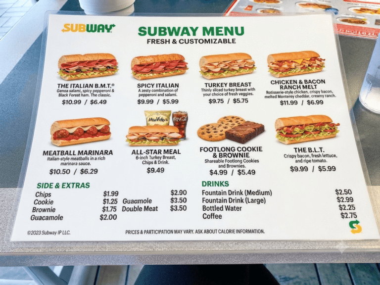 Subway Menu
